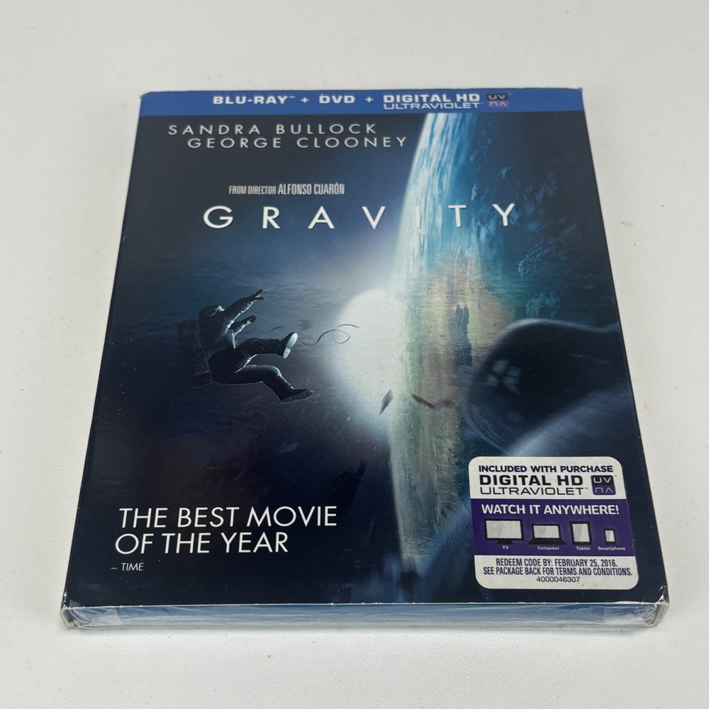 Warner Bros Gravity Blu-ray DVD Combo Pack Unisex OS Blue Slipcover Sci-Fi Movie